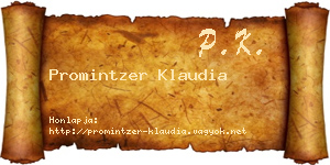 Promintzer Klaudia névjegykártya